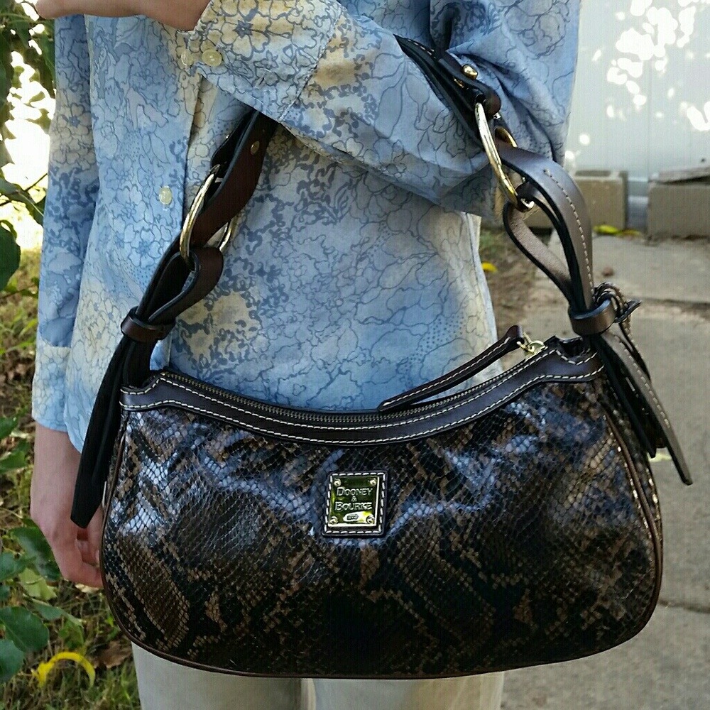 DOONEY AND BOURKE LEATHER SNAKESKIN HANDBAG NWOT